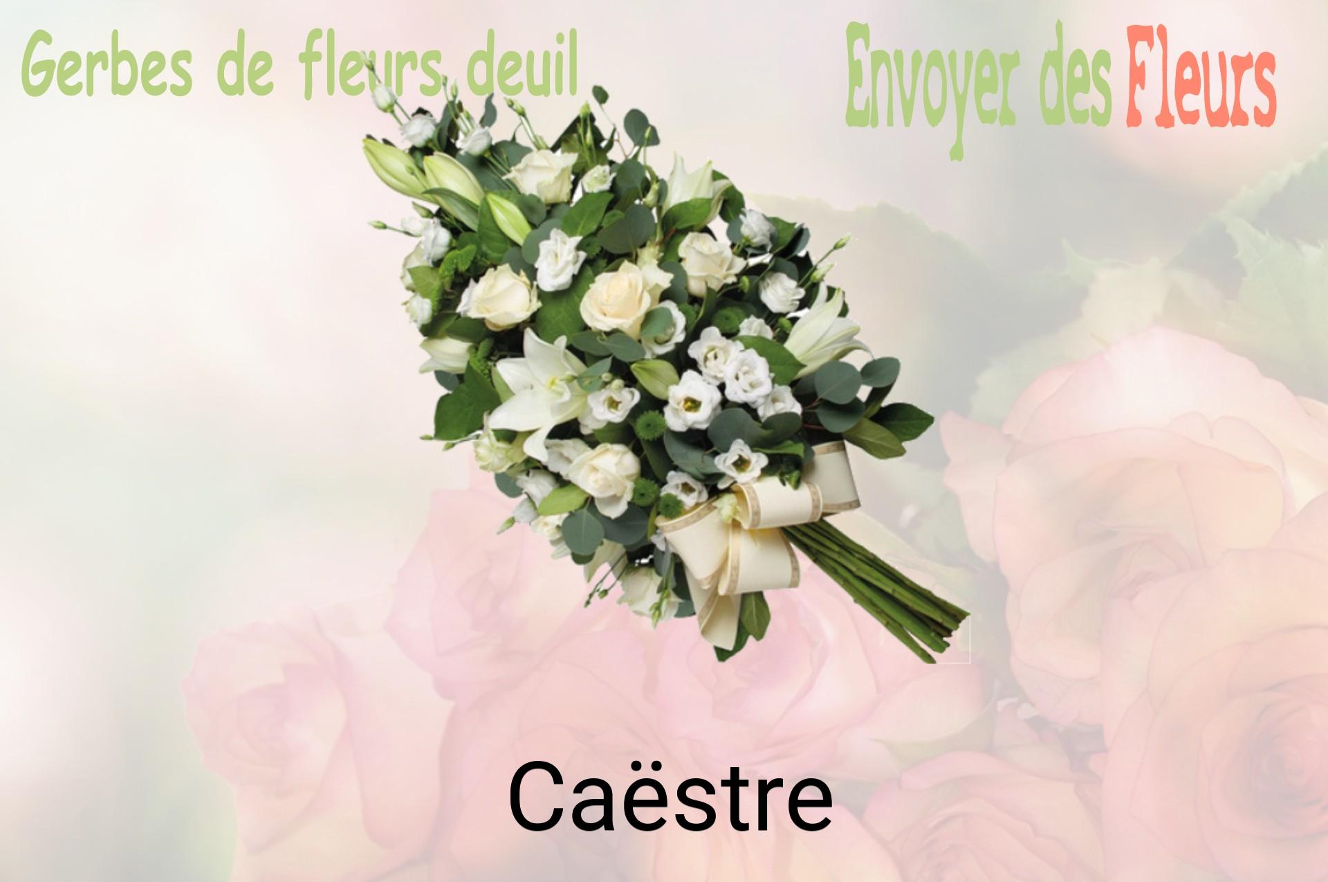 Gerbe de fleurs de deuil livrée à Caëstre